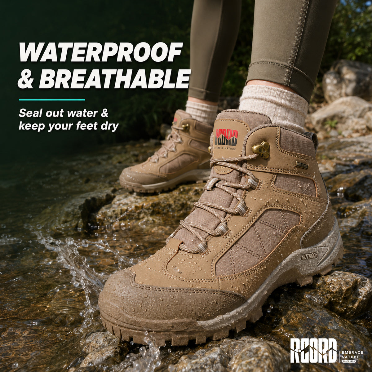 R CORD Women's Waterproof Hiking Boots for Everyday Comfort