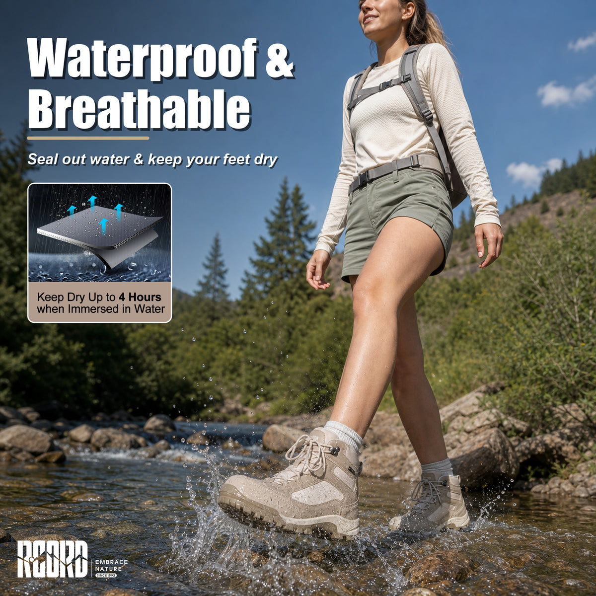 R CORD Women's Waterproof Hiking Boots for Everyday Comfort