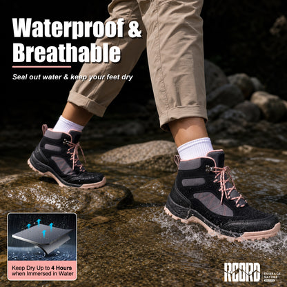 R CORD Women's Waterproof Hiking Boots for Everyday Comfort