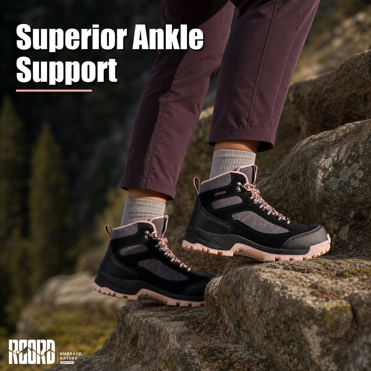 R CORD Women's Waterproof Hiking Boots for Everyday Comfort