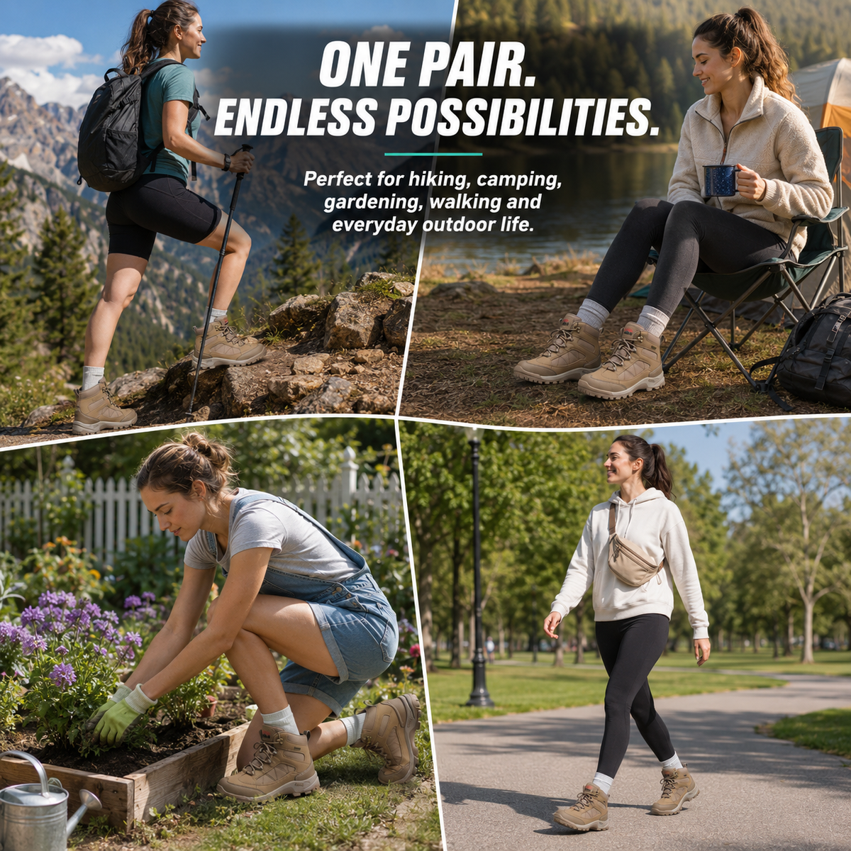 R CORD Women's Waterproof Hiking Boots for Everyday Comfort