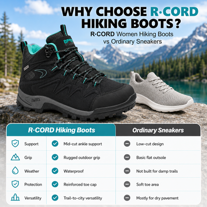 R CORD Women's Hiking Boots with Ankle Support & Non-Slip Grip