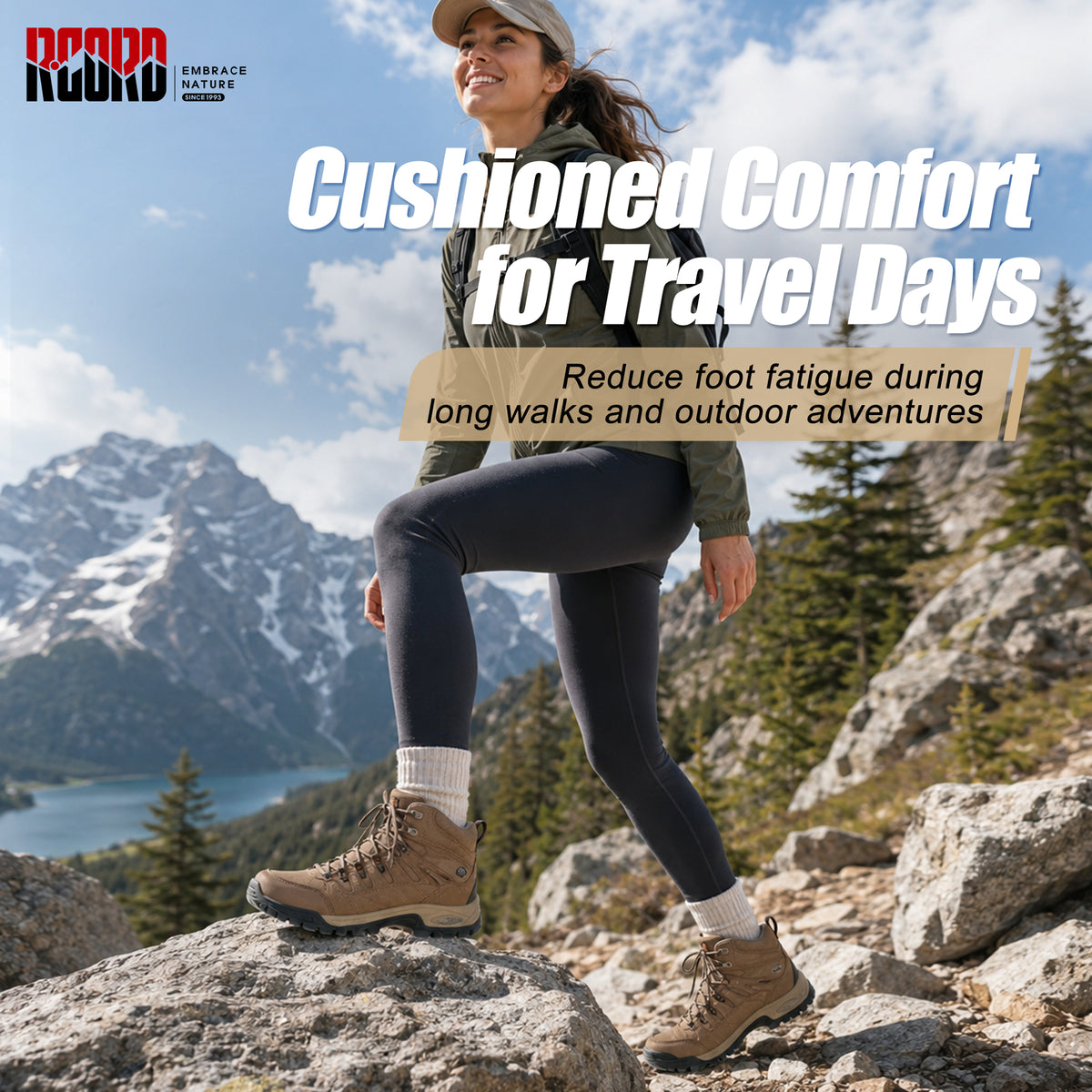 R CORD Women's Hiking Boots with Ankle Support & Non-Slip Grip