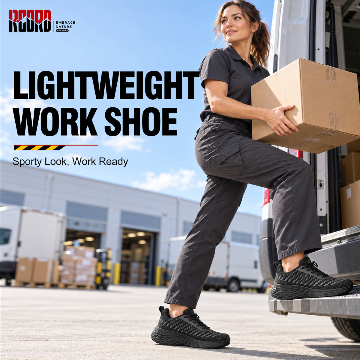 R CORD Women's Non-Slip Steel Toe Work Shoes