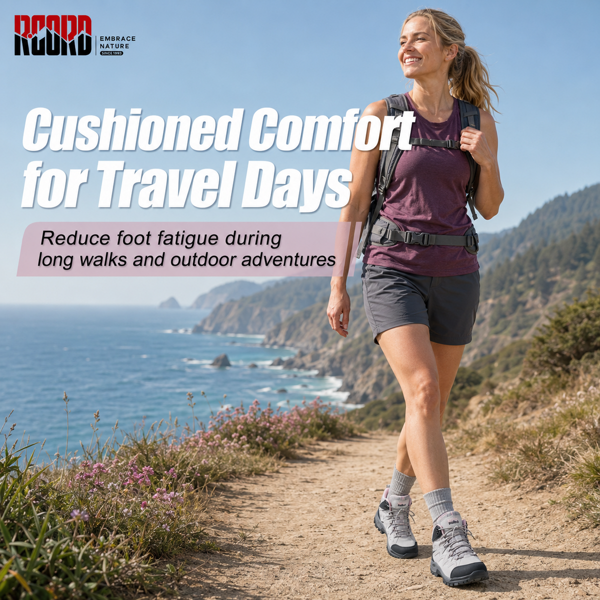 R CORD Women's Hiking Boots with Ankle Support & Non-Slip Grip