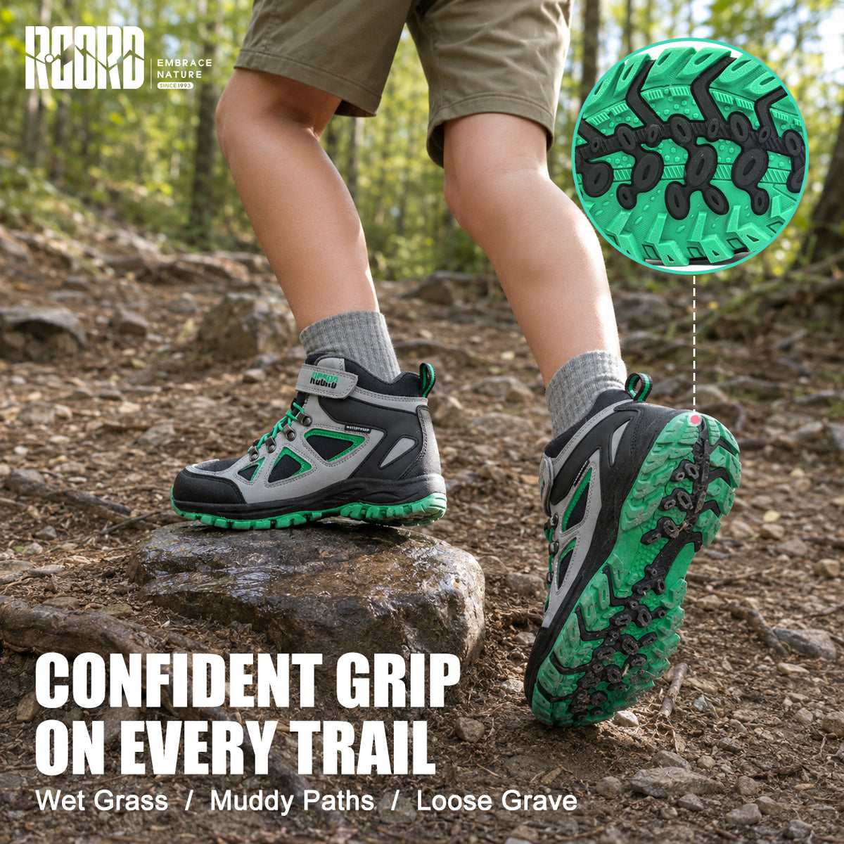 R CORD Little Trekker Hiking Boots for Kids with Cushioned Arch Support