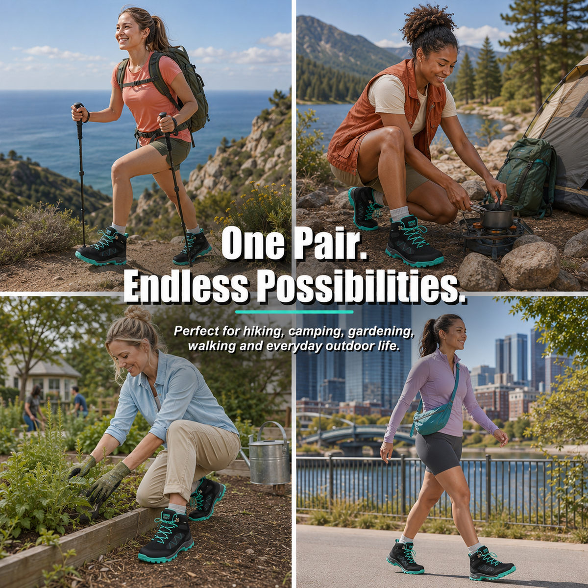R CORD Women's Waterproof Hiking Boots for Everyday Comfort