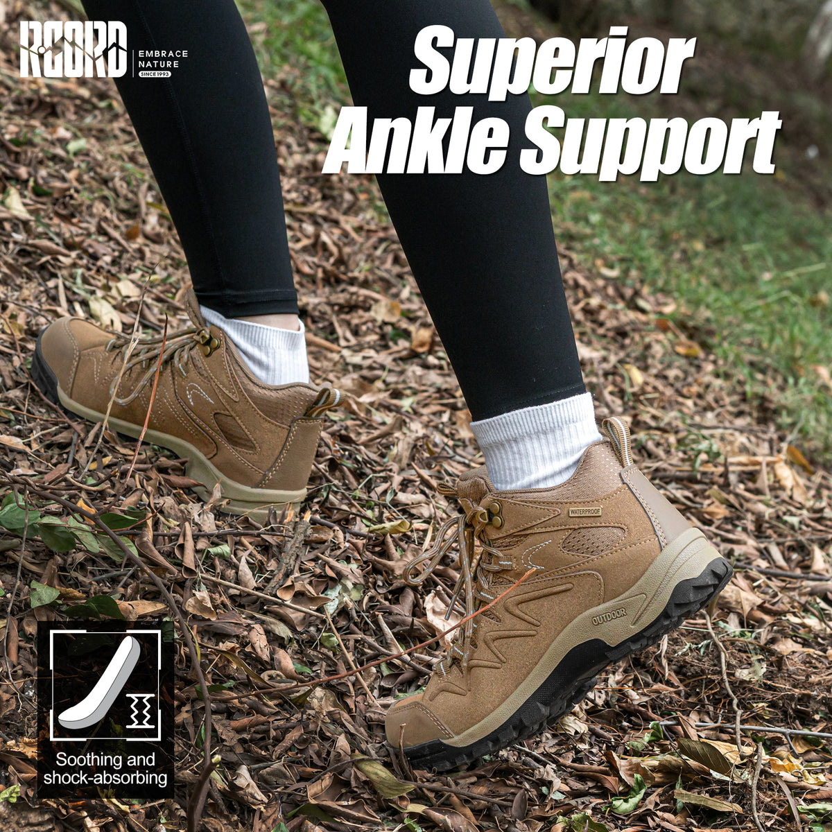 R CORD Women's Hiking Boots with Ankle Support & Non-Slip Grip