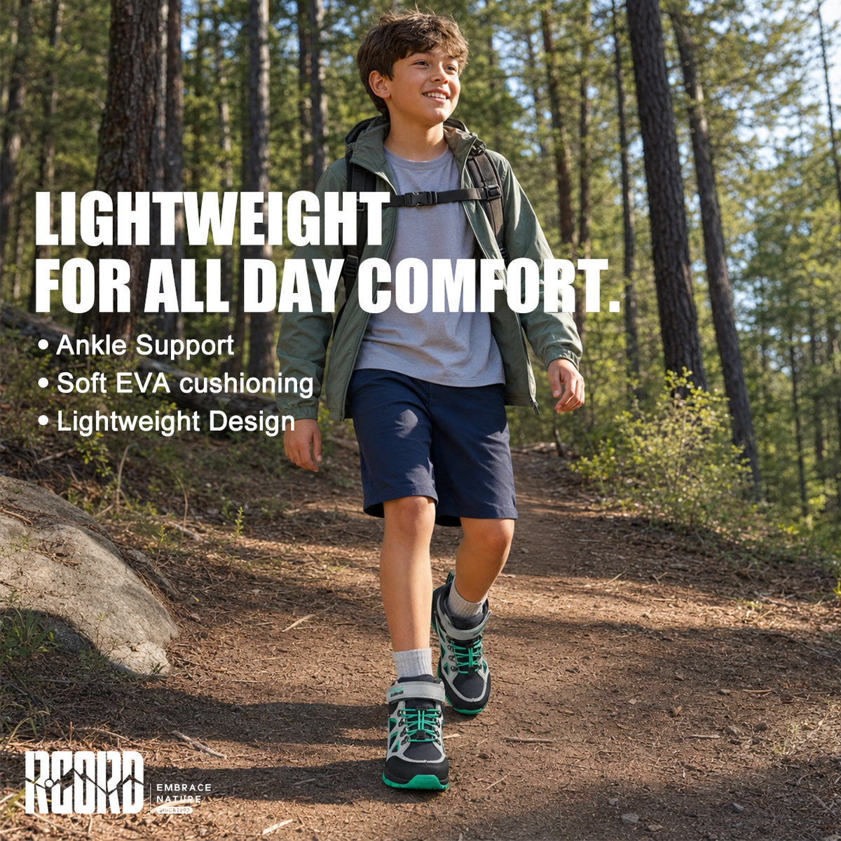 R CORD Little Trekker Hiking Boots for Kids with Cushioned Arch Support