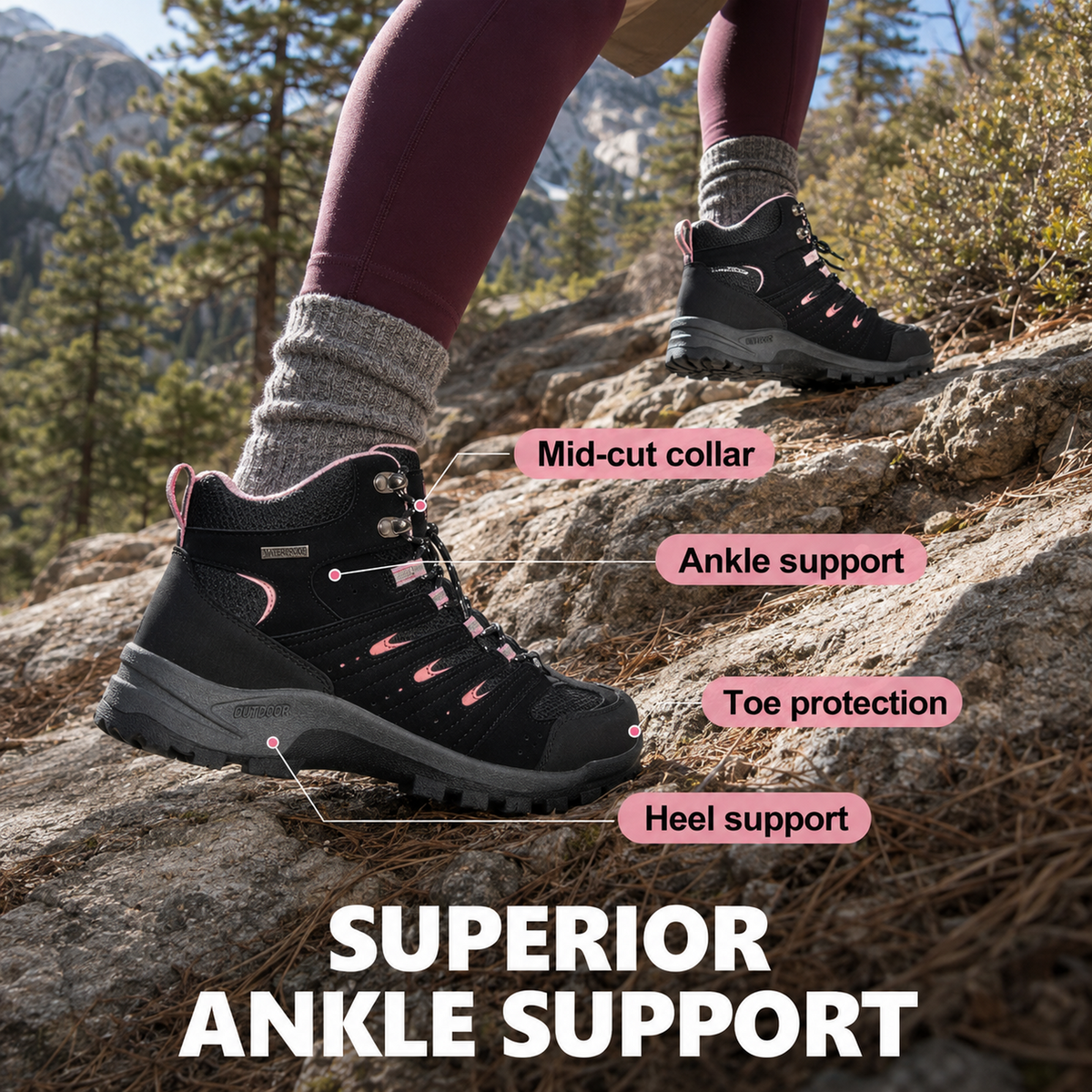 R CORD Women’s Hiking Boots Waterproof