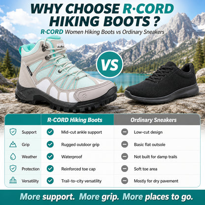 R CORD Women's Non-Slip Hiking Boots with Breathable Comfort