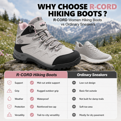 R CORD Women's Hiking Boots with Ankle Support & Non-Slip Grip