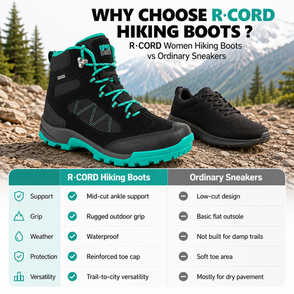 R CORD Women's Waterproof Hiking Boots for Everyday Comfort