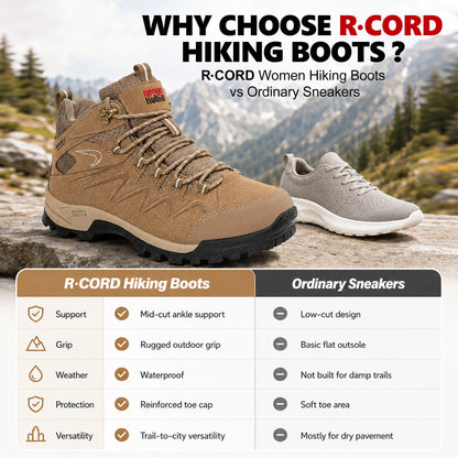 R CORD Women's Hiking Boots with Ankle Support & Non-Slip Grip