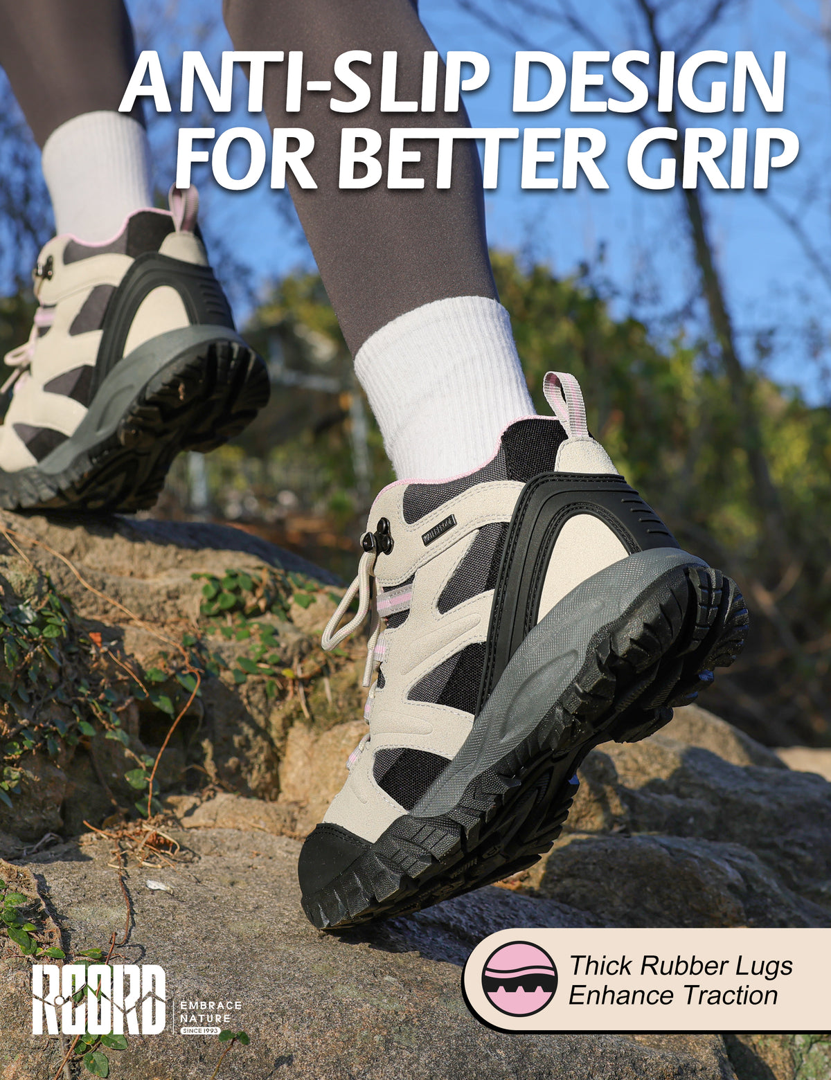 R CORD Women's Waterproof Hiking Boots Comfortable for Day Hikes