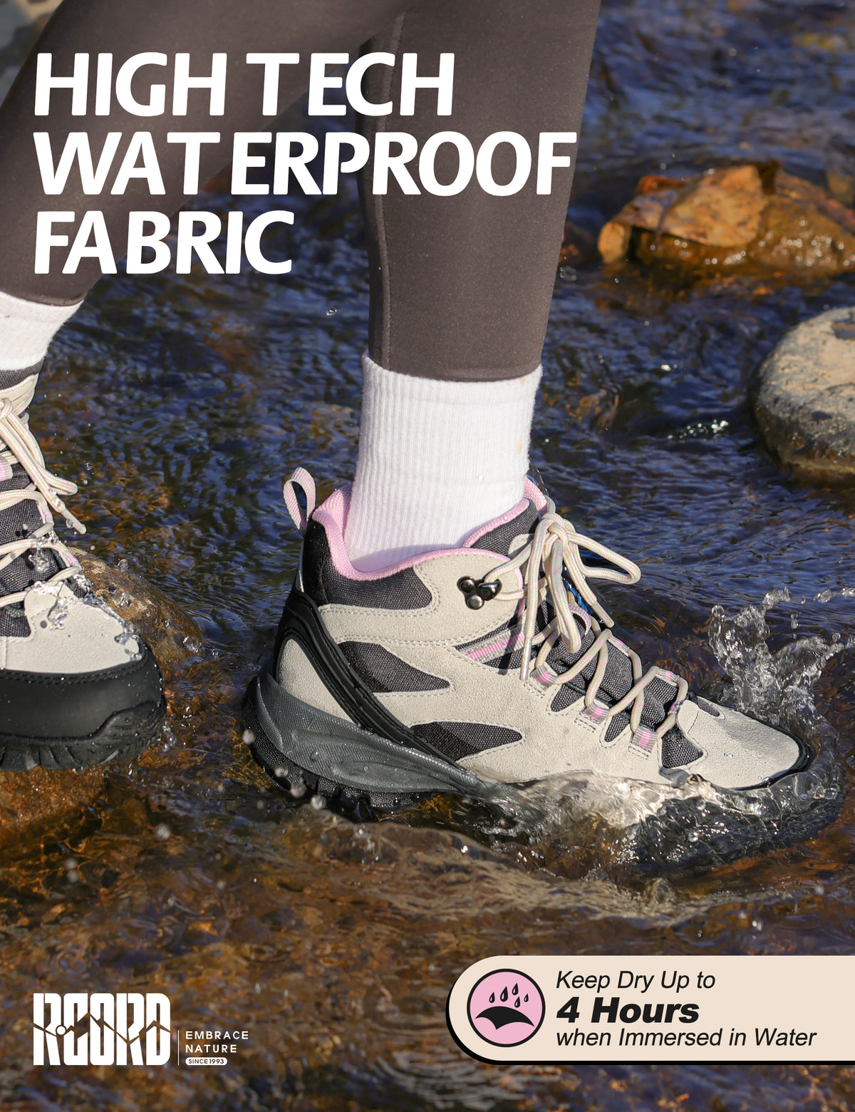 R CORD Women's Waterproof Hiking Boots Comfortable for Day Hikes