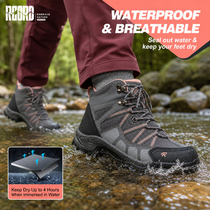 R CORD Women's Non-Slip Hiking Boots with Breathable Comfort