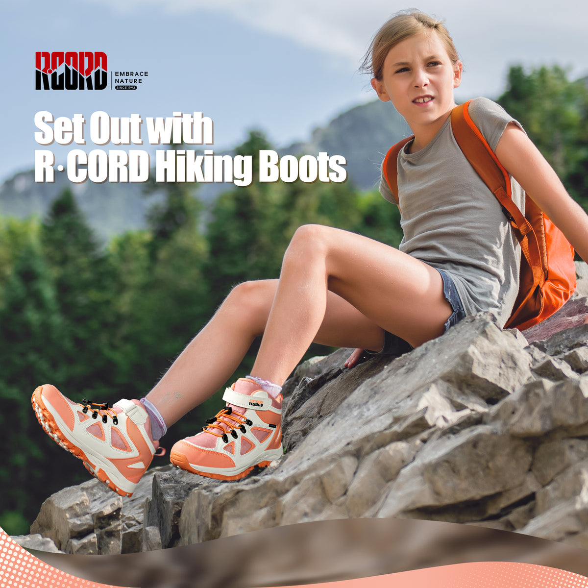 R CORD Little Trekker Hiking Boots for Kids with Cushioned Arch Support