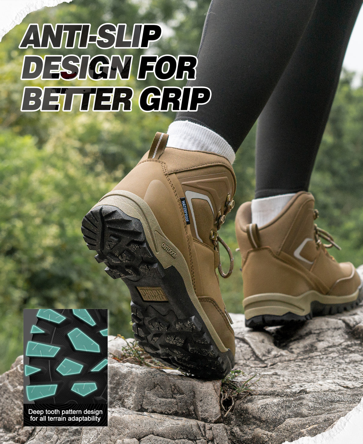 R CORD Women's Waterproof Hiking Boots with Non-Slip Grip for Dog Walking