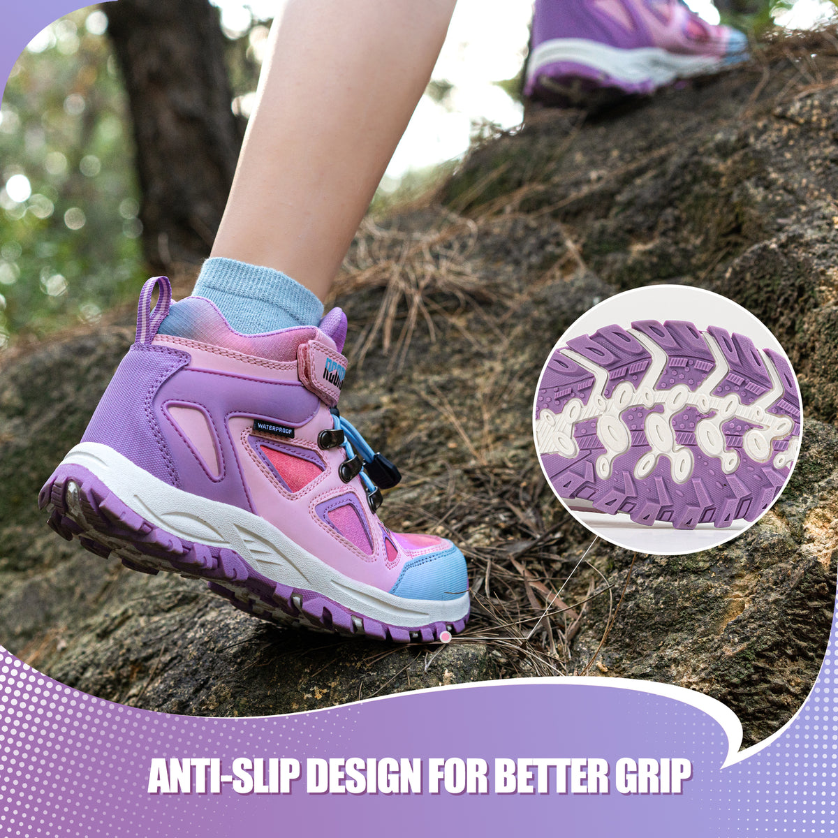 R CORD Little Trekker Hiking Boots for Kids with Cushioned Arch Support