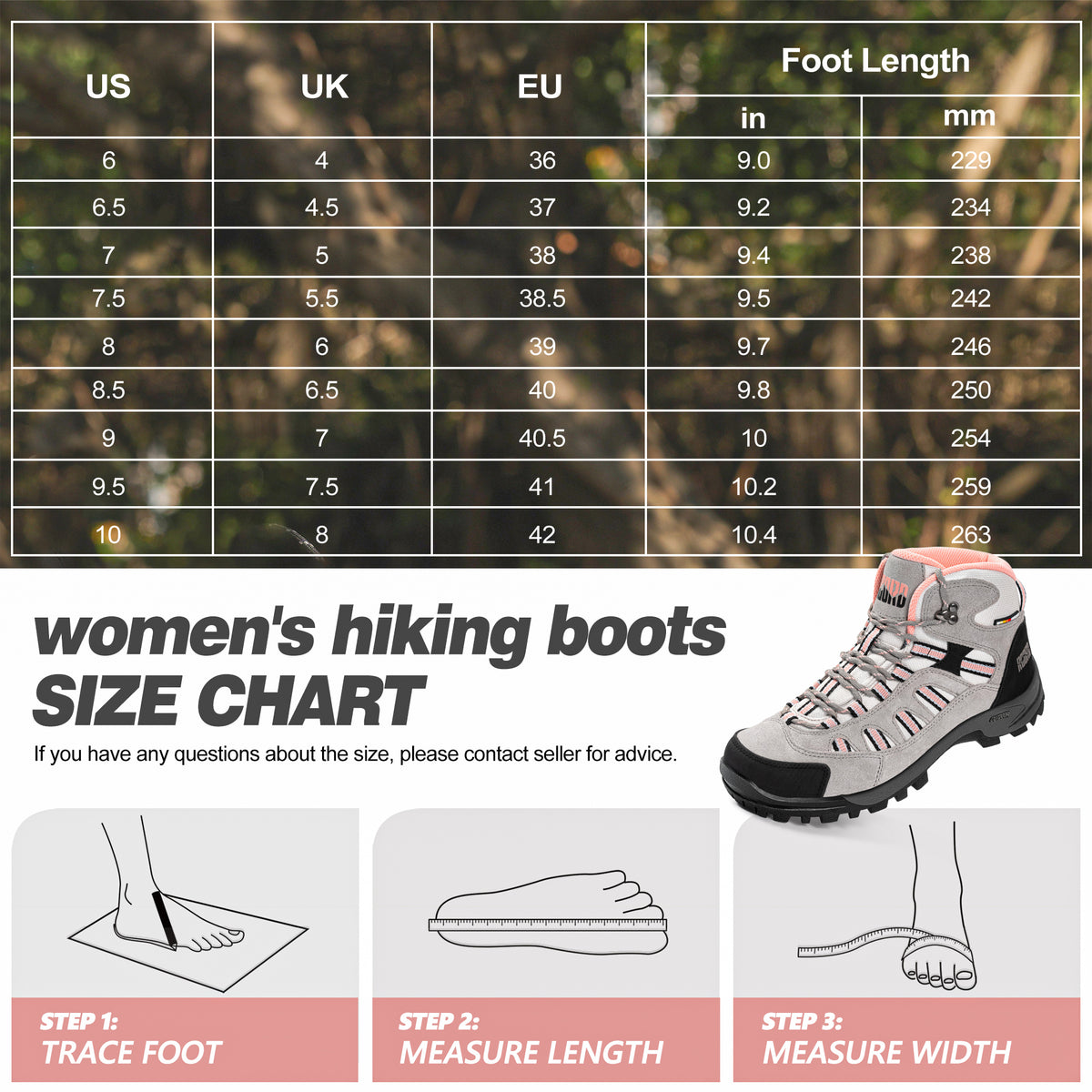R CORD Women's Hiking Boots Waterproof with Ankle Support