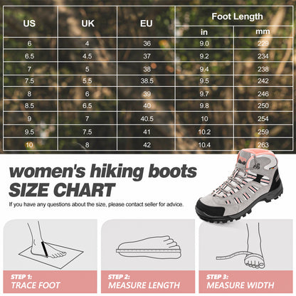 R CORD Women's Hiking Boots Waterproof with Ankle Support