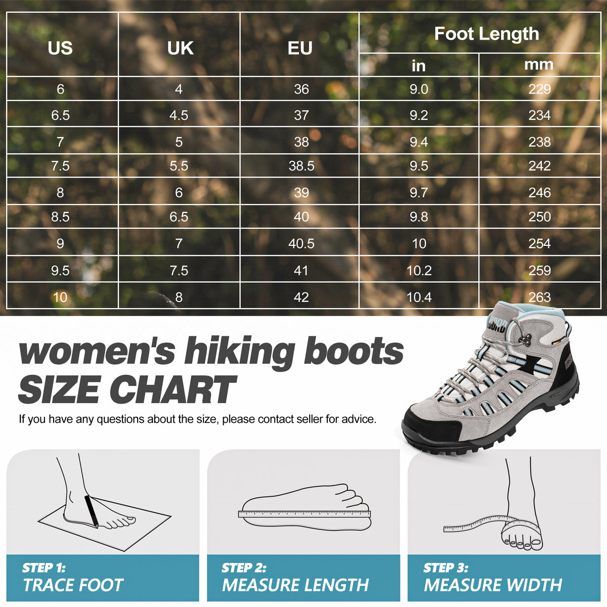 R CORD Women's Hiking Boots Waterproof with Ankle Support