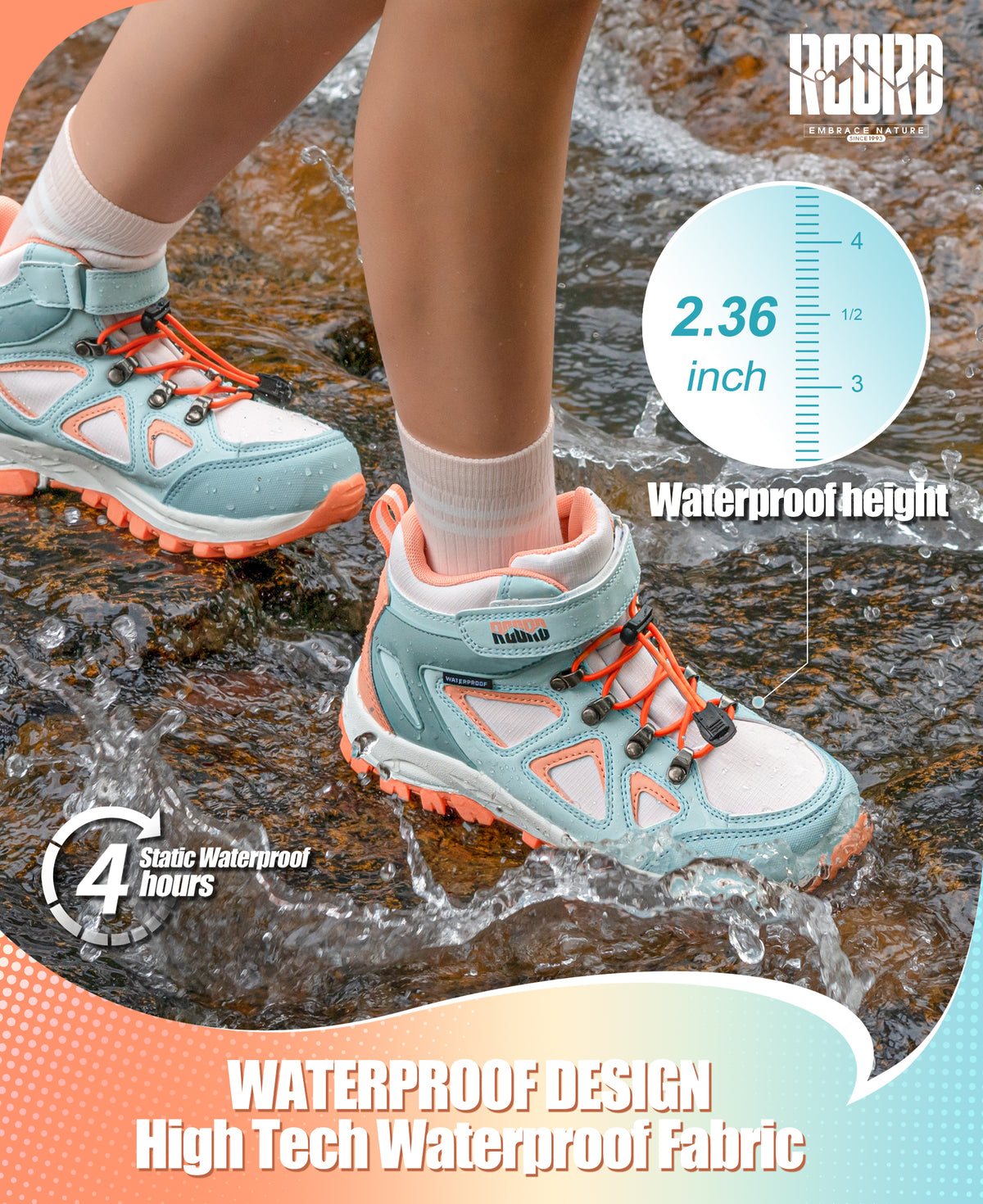 R CORD Little Trekker Hiking Boots for Kids with Cushioned Arch Support