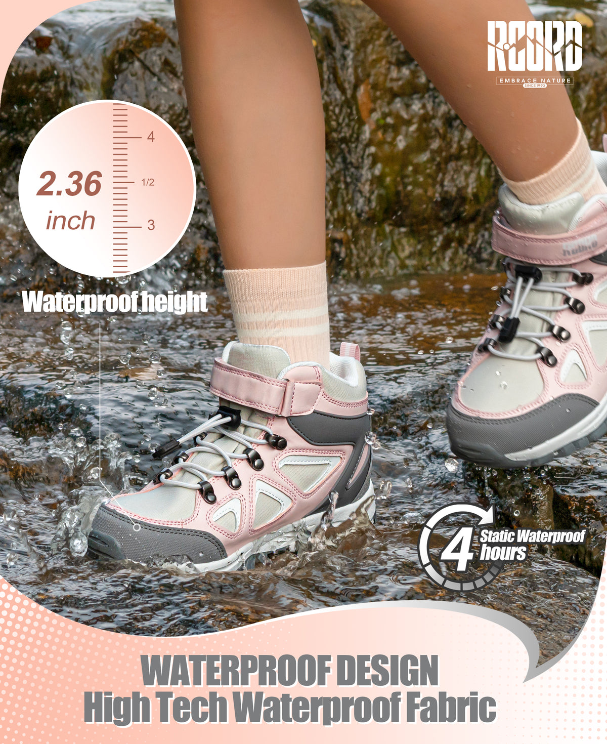 R CORD Little Trekker Hiking Boots for Kids with Cushioned Arch Support