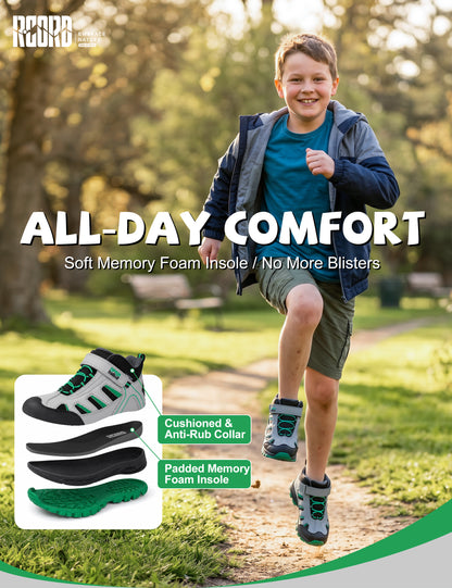 R CORD Little Trekker Girls Hiking Boots with Non-Slip Grip for Camping