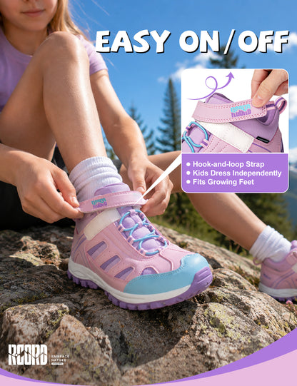 R CORD Little Trekker Girls Hiking Boots with Non-Slip Grip for Camping