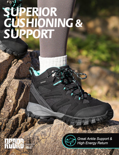R CORD Women's Waterproof Hiking Boots Comfortable for Day Hikes