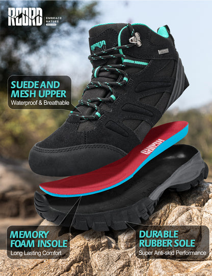 R CORD Women's Waterproof Hiking Boots Comfortable for Day Hikes