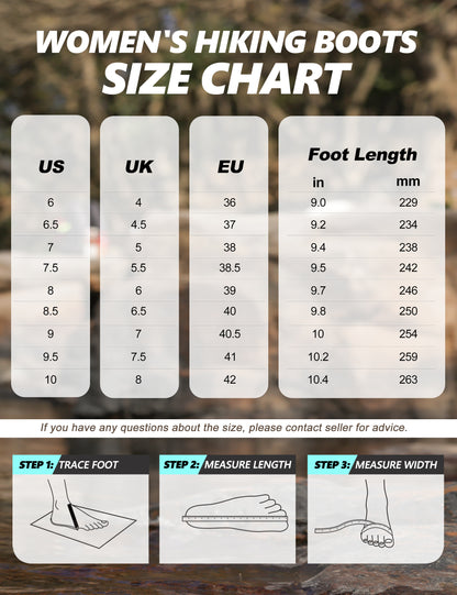 R CORD Women's Breathable Hiking Boots with Non-Slip Grip