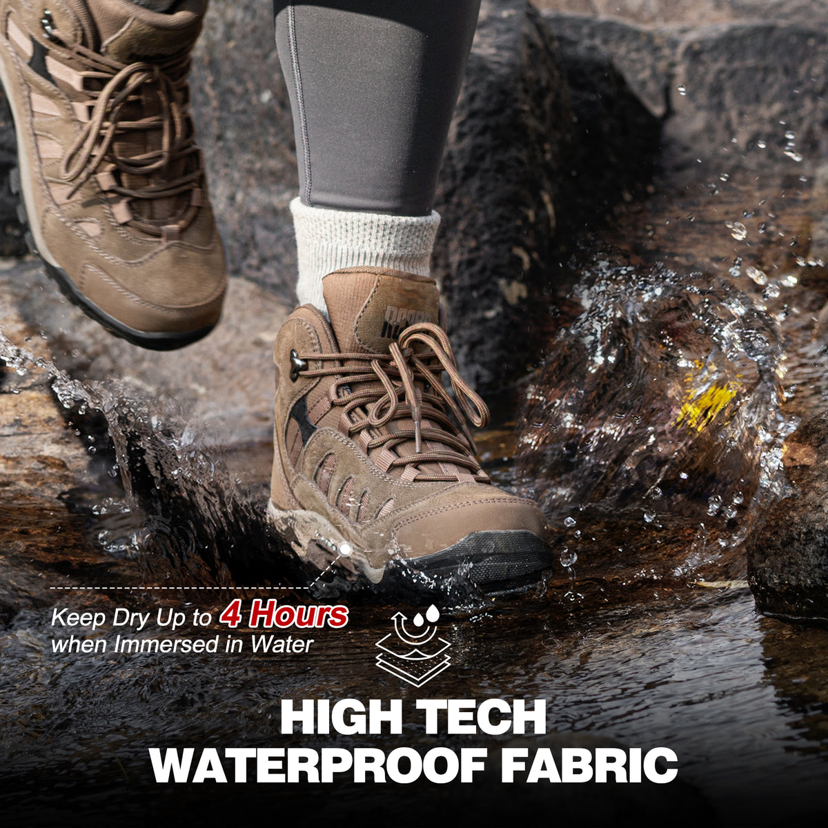 R CORD Women's Hiking Boots Waterproof with Ankle Support