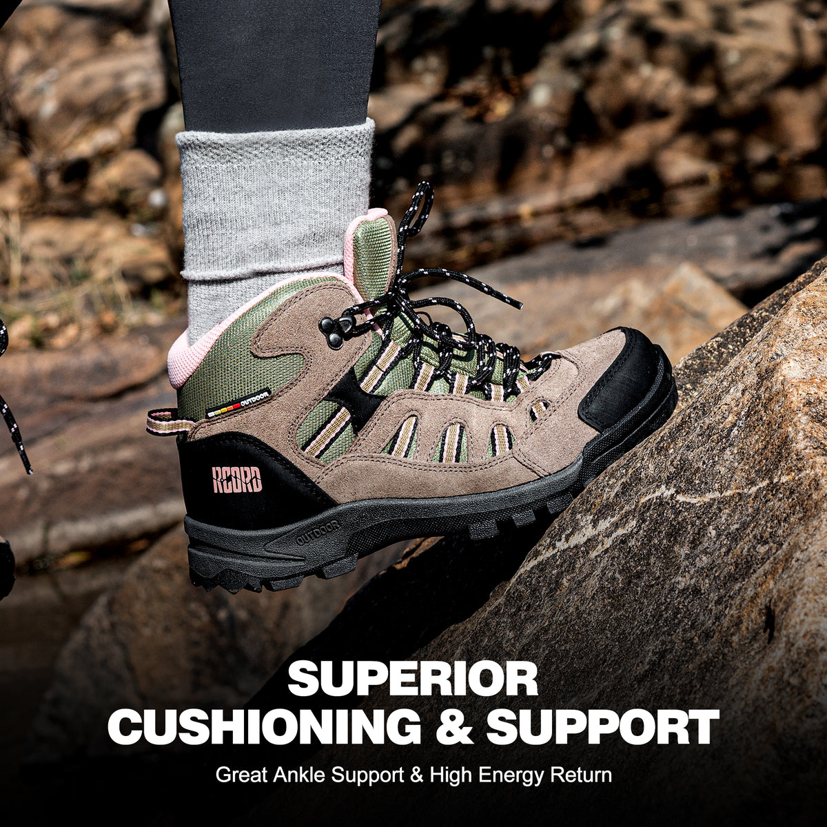 R CORD Women's Hiking Boots Waterproof with Ankle Support