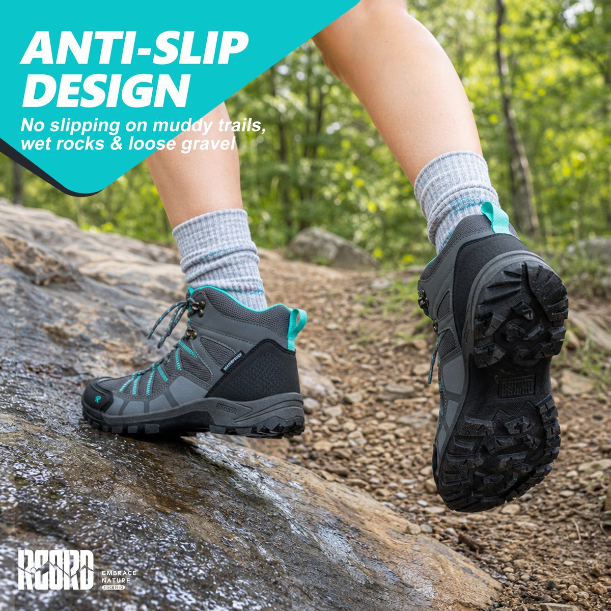 R CORD Women's Non-Slip Hiking Boots with Breathable Comfort