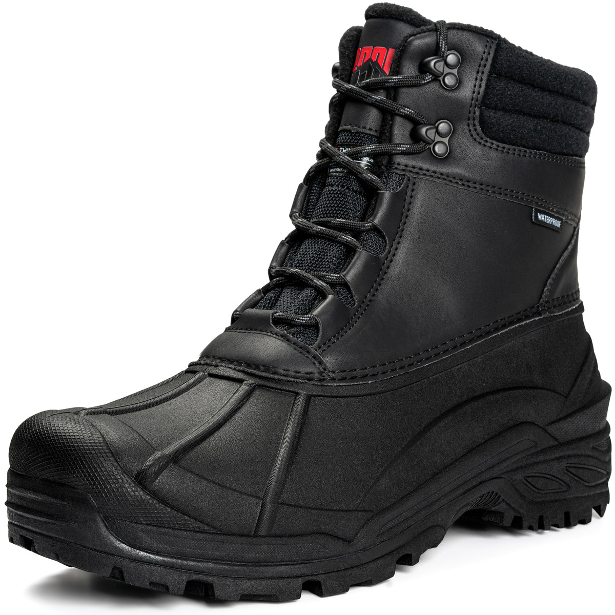 R CORD Men's Waterproof Winter Snow Boots Warm Fur Lined