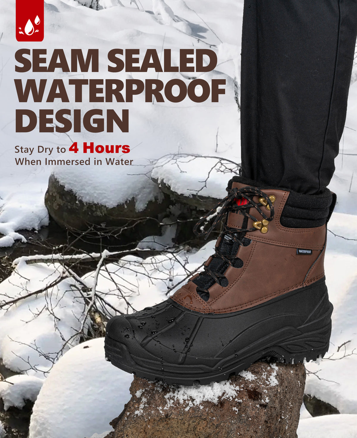 R CORD Men's Snow Boots – Waterproof & Fur-Lined