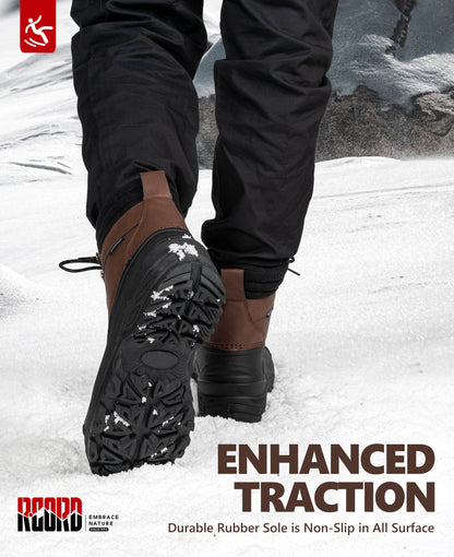 R CORD Men's Waterproof Winter Snow Boots Warm Fur Lined