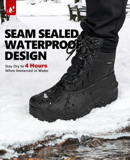R CORD Men's Waterproof Winter Snow Boots Warm Fur Lined