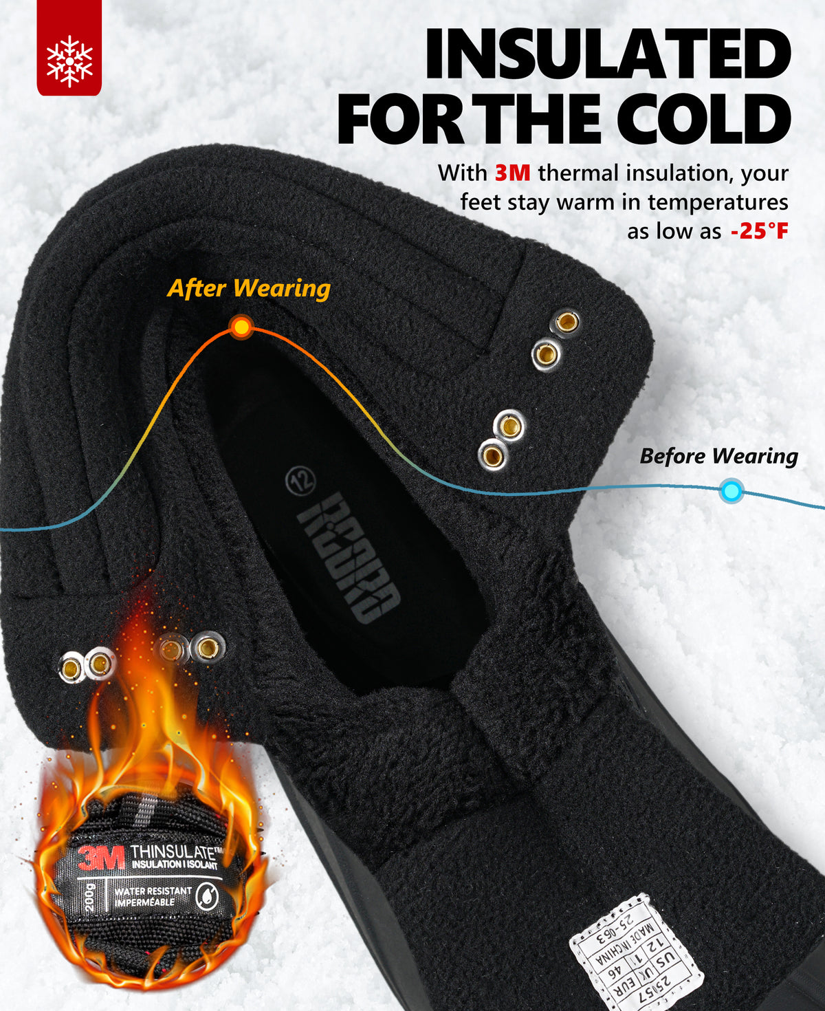 R CORD Men's Snow Boots – Waterproof & Fur-Lined