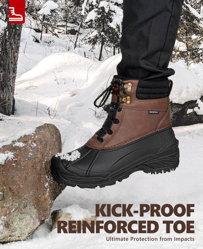R CORD Men's Waterproof Winter Snow Boots Warm Fur Lined