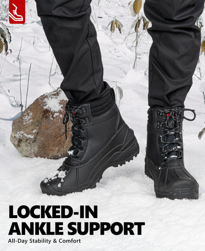 R CORD Men's Waterproof Winter Snow Boots Warm Fur Lined