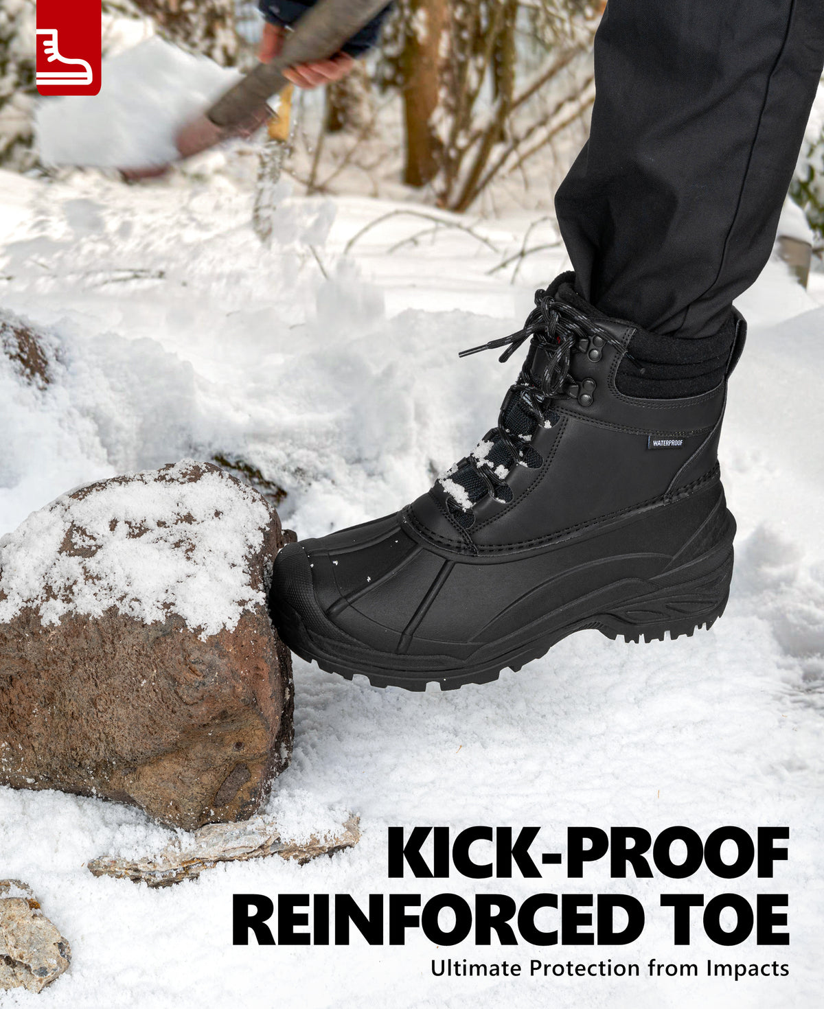 R CORD Men's Waterproof Winter Snow Boots Warm Fur Lined