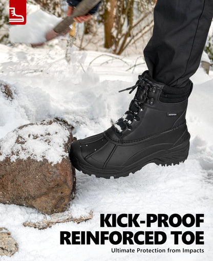 R CORD Men's Waterproof Winter Snow Boots Warm Fur Lined