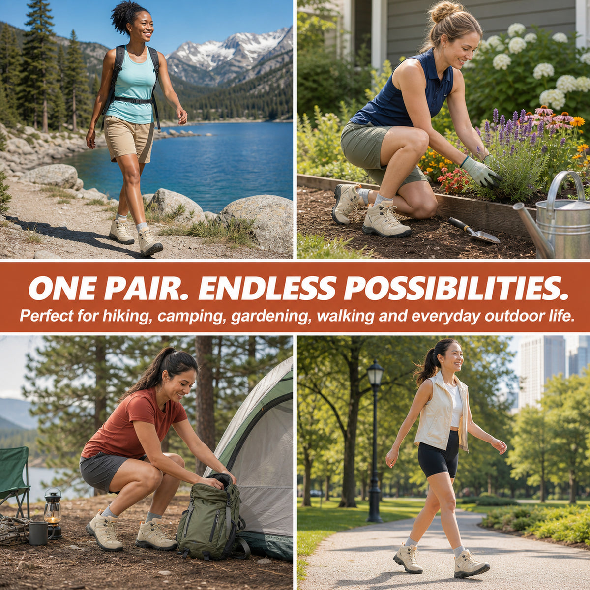 R CORD Women's Non-Slip Hiking Boots with Breathable Comfort