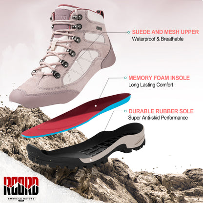R CORD Women’s Waterproof Hiking Boots Non-Slip for Day Hiking