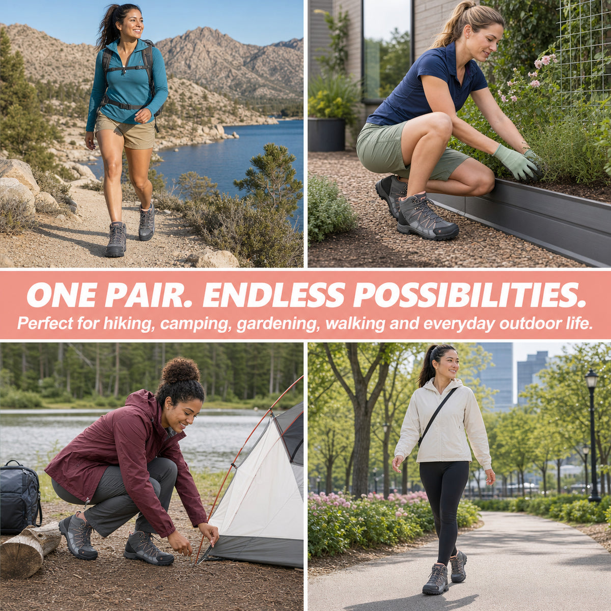 R CORD Women's Non-Slip Hiking Boots with Breathable Comfort