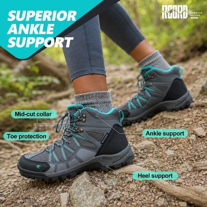 R CORD Women's Non-Slip Hiking Boots with Breathable Comfort